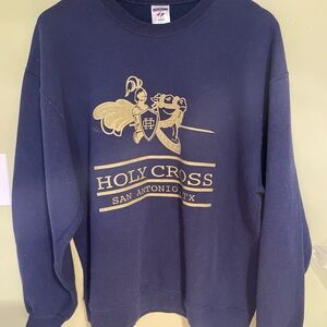 Holy Cross San Antonio Texas Navy Sweatshirt with Gold Crest Sz Large